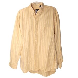 Vintage 90s Gap Long Sleeve Button Down Mens Large Yellow White Striped Nautical